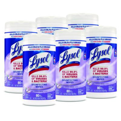 Disinfecting Wipes, 1-Ply, 7 x 7.25, Early Morning Breeze, White, 80 Wipes/Canister, 6 Canisters/Carton