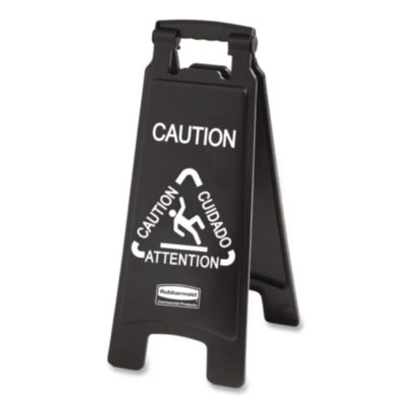 Executive 2-Sided Multi-Lingual Caution Sign, Black/White, 10.9 x 26.1