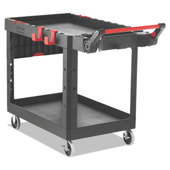 Heavy Duty Adaptable Utility Cart, Plastic, 2 Shelves, 500 Lb Capacity, 25.2" x 51.5" x 36", Black