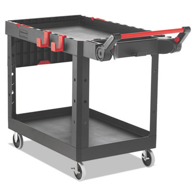 Heavy Duty Adaptable Utility Cart, Plastic, 2 Shelves, 500 Lb Capacity, 25.2" x 51.5" x 36", Black