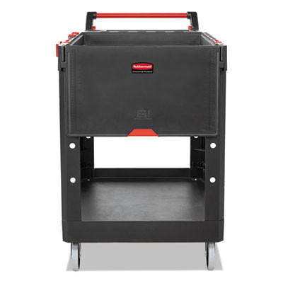 Heavy Duty Adaptable Utility Cart, Plastic, 2 Shelves, 500 Lb Capacity, 25.2" x 51.5" x 36", Black