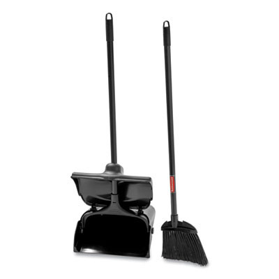 Lobby Pro Upright Dustpan, With Cover, 12.5 x 37, Plastic/Metal, Black