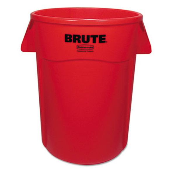 Vented Round Brute Container, 44 Gal, Plastic, Red