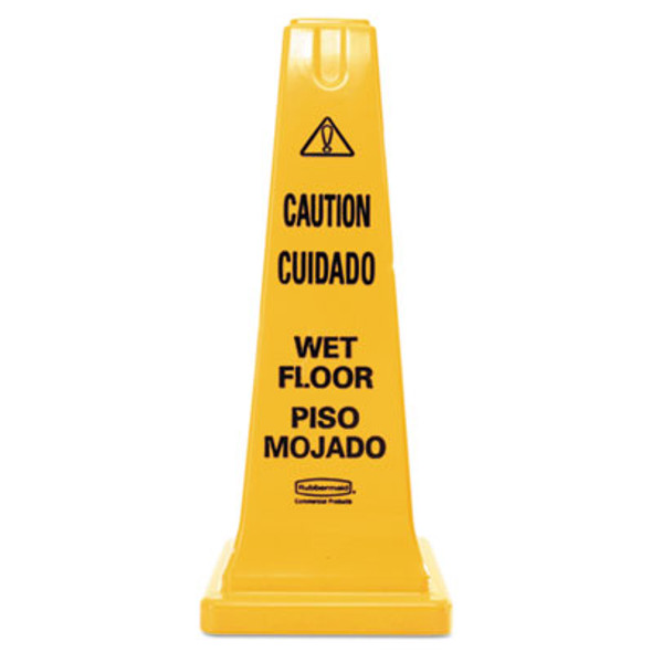 Multilingual Wet Floor Safety Cone, 10.55 X 10.5 X 25.63, Yellow