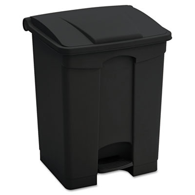 Large Capacity Plastic Step-On Receptacle, 23 Gal, Plastic, Black