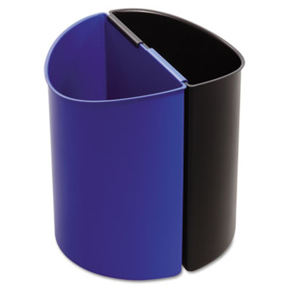 Desk-Side Recycling Receptacle, 7 Gal, Plastic, Black/Blue