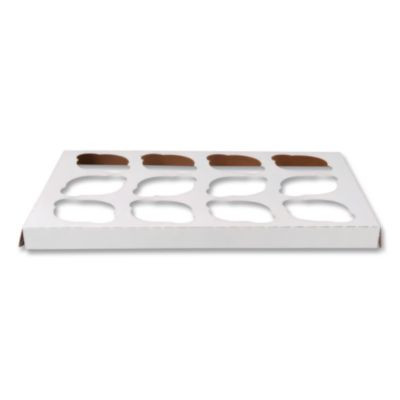 Cupcake Holder Inserts, 12-Cupcake Holder, 9.88 x 13.88 x 0.88, White/Brown, Paper, 200/Carton
