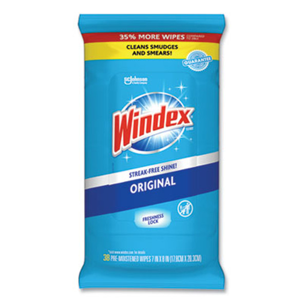 Glass And Surface Wet Wipe, Cloth, 7 x 8, Unscented, White, 38/Pack