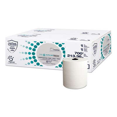 Dissolvetech Paper Towel, 1-Ply, 7.5" x 700 Ft, White, 6 Rolls/Carton
