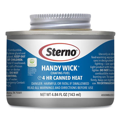 Handy Wick Chafing Fuel, Diethylene Glycol, 4 Hour Burn, 4.84 Oz Can, 24/Carton