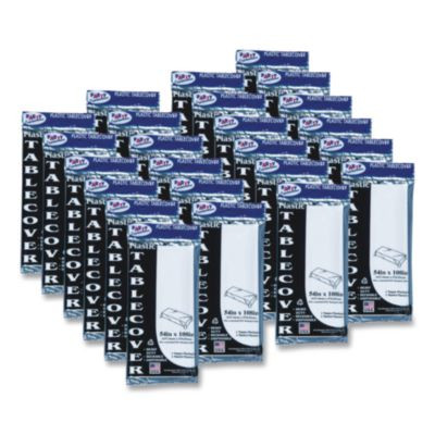 Table Set Rectangular Table Covers, Heavyweight Plastic, 54" X 108", White, 24/Carton