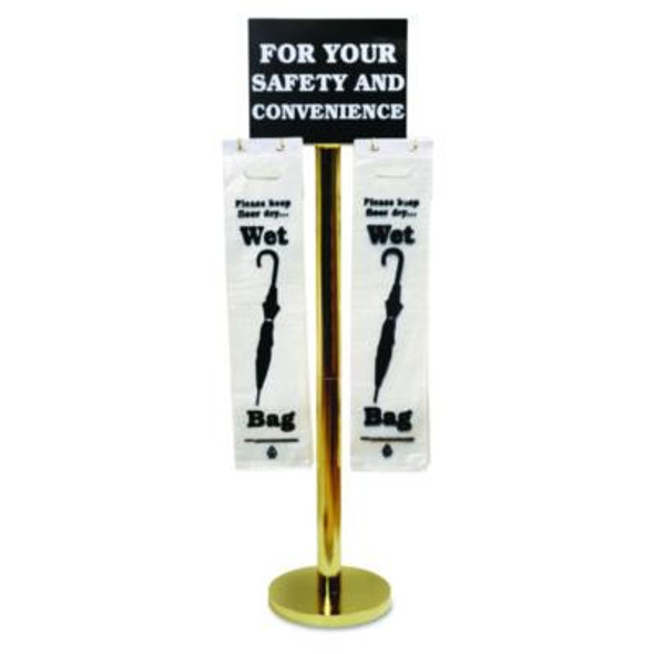 Wet Umbrella Bag Stand, 16w X 12d X 54.5h, Brass/Black/White