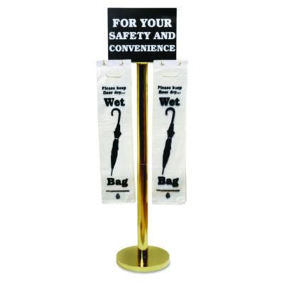 Wet Umbrella Bag Stand, 16w X 12d X 54.5h, Brass/Black/White