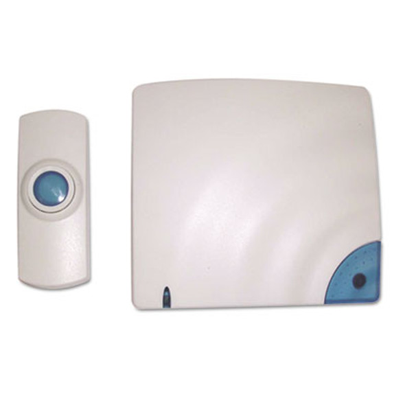 Wireless Doorbell, Battery Operated, 1.38 x 0.75 x 3.5, Bone