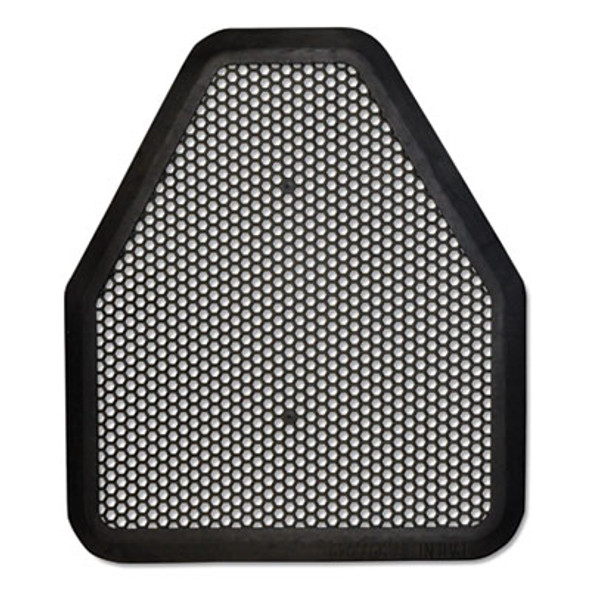 Urinal Mat, Shield-Shaped, Black Non-Slip Perforated Surface, 20.75" x 18.5", 6/Carton