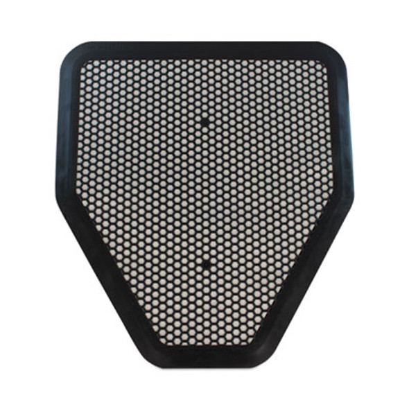 Urinal Mat, Shield-Shaped, Black Non-Slip Perforated Surface, 20.75" x 18.5", 6/Carton