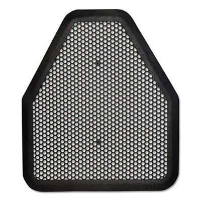 Urinal Mat, Shield-Shaped, Black Non-Slip Perforated Surface, 20.75" x 18.5", 6/Carton
