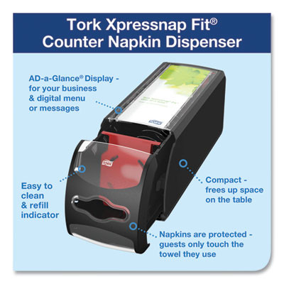 Xpressnap Fit Napkin Dispenser, Countertop, 4.8 X 12.8 X 5.6, Black