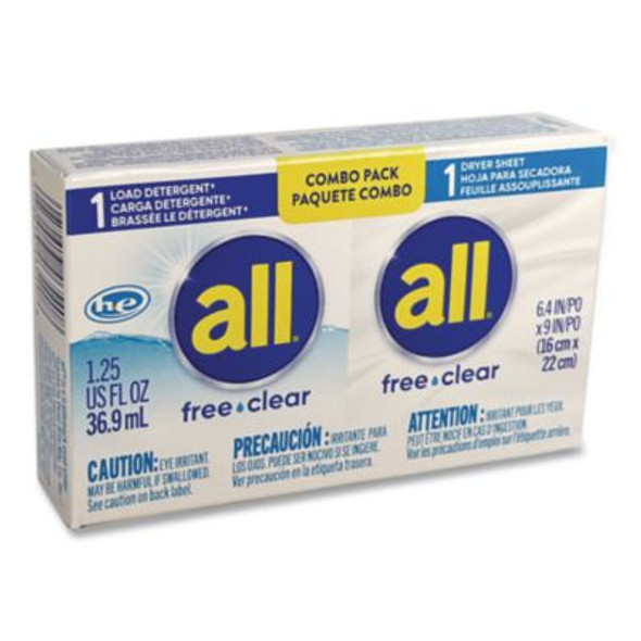 Free Clear He Liquid Laundry Detergent/Dryer Sheet Dual Vend Pack, 100/Carton