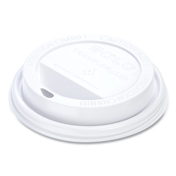 Traveler Cappuccino Style Dome Lid, Fits 10 Oz To 24 Oz Hot Cups, Plastic, White, 100/Pack, 10 Packs/Carton