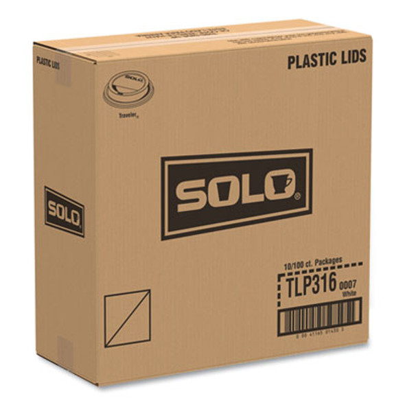 Traveler Cappuccino Style Dome Lid, Fits 10 Oz To 24 Oz Hot Cups, Plastic, White, 100/Pack, 10 Packs/Carton