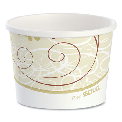 Double Poly Paper Food Containers, 12 Oz, 3.6" Diameter x 3.3" h, Symphony Design, 25/Pack, 20 Packs/Carton