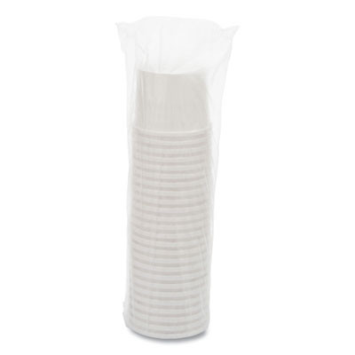 Flexstyle Double Poly Paper Containers, 12 Oz, 3.6" Diameter, White, Paper, 25/Bag, 20 Bags/Carton