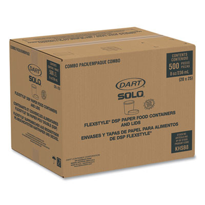 Flexstyle Double Poly Food Combo Packs, 8 Oz, Symphony, Paper, 25/Pack, 10 Packs/Carton