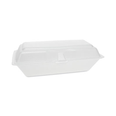 Foam Hinged Lid Containers, Single Tab Lock Hoagie, 9.8 x 5 x 3.3, White, 560/Carton