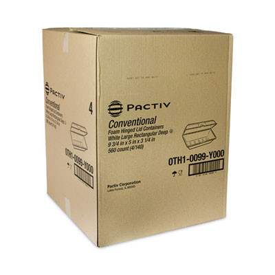 Foam Hinged Lid Containers, Single Tab Lock Hoagie, 9.8 x 5 x 3.3, White, 560/Carton