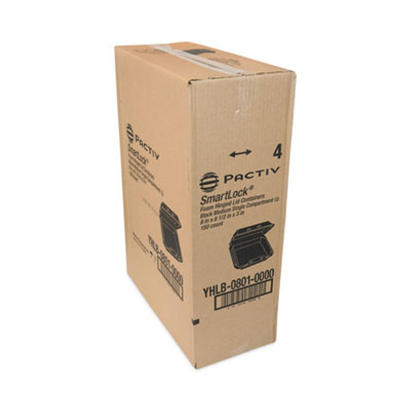 Smartlock Foam Hinged Lid Container, Medium, 8 x 8.5 x 3, Black, 150/Carton