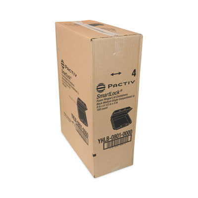 Smartlock Foam Hinged Lid Container, Medium, 8 x 8.5 x 3, Black, 150/Carton