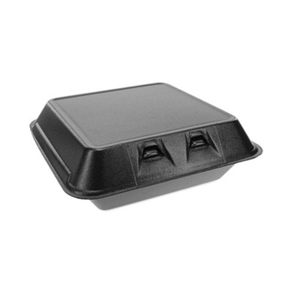 Smartlock Foam Hinged Lid Container, Large, 9 x 9.13 x 3.25, Black, 150/Carton