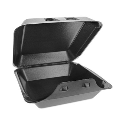 Smartlock Foam Hinged Lid Container, Large, 9 x 9.1 x 3.3, Black, 150/Carton