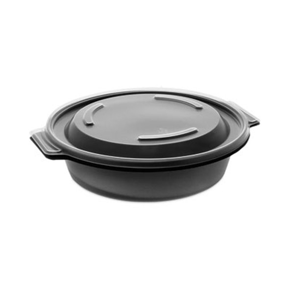 Earthchoice Mealmaster Container With Lid, 16 Oz, 7 x 7 x 1.8, Black/Clear, Plastic, 252/Carton