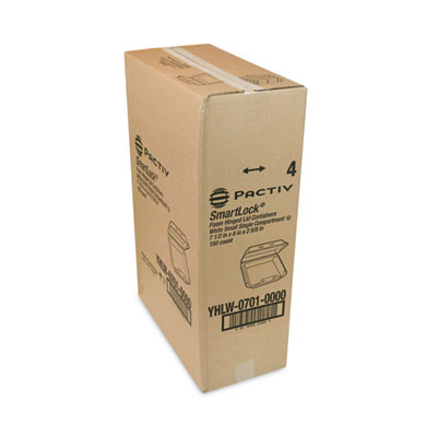 Smartlock Foam Hinged Lid Container, Small, 7.5 x 8 x 2.63, White, 150/Carton