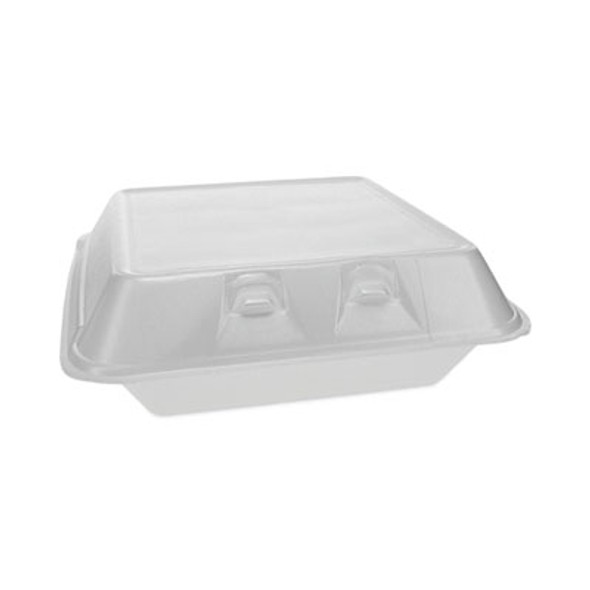 Smartlock Foam Hinged Lid Container, Large, 9 x 9.13 x 3.25, White, 150/Carton