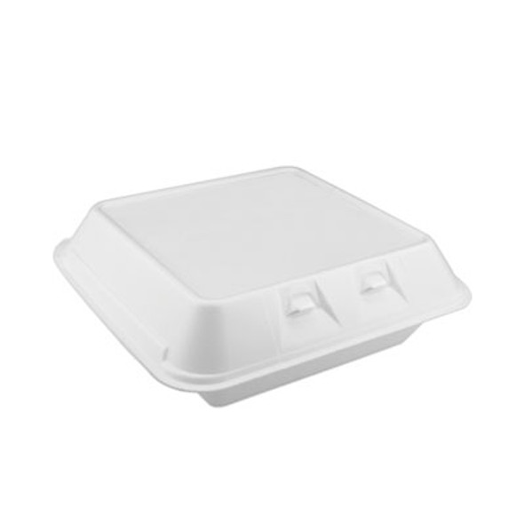 Smartlock Foam Hinged Lid Container, Large, 3 Compartments, 9 x 9.25 x 3.25, White, 150/Carton