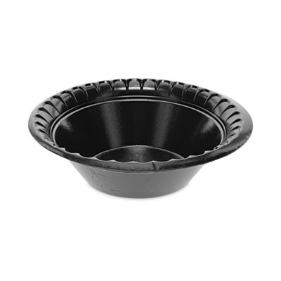 Placesetter Deluxe Laminated Foam Dinnerware, Bowl, 12 Oz, Black, 1,000/Carton