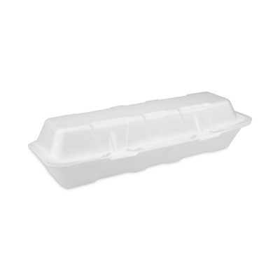 Foam Hinged Lid Containers, Dual Tab Lock Hoagie, 13 x 4.5 x 3, White, 250/Carton