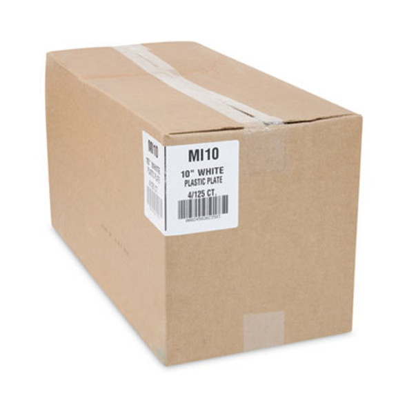 Meadoware Impact Plastic Dinnerware, Plate, 10.25" Dia, White, 500/Carton