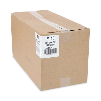 Meadoware Impact Plastic Dinnerware, Plate, 10.25" Dia, White, 500/Carton