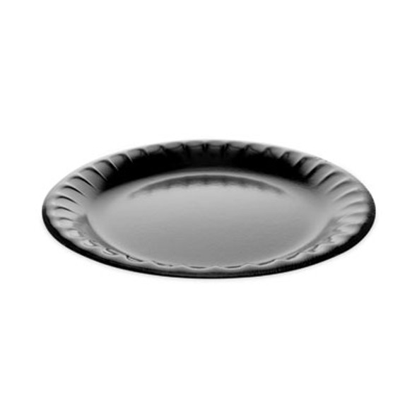Placesetter Deluxe Laminated Foam Dinnerware, Plate, 9" Dia, Black, 500/Carton