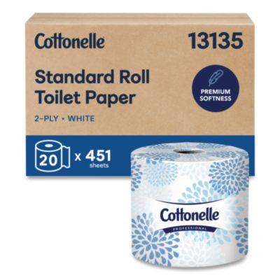 Two-Ply Bathroom Tissue, Septic Safe, White, 451 Sheets/Roll, 20 Rolls/Carton