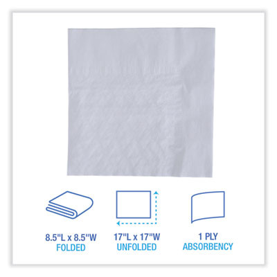 Dinner Napkin, 1-Ply, 17 x 17, White, 250/Pack, 12 Packs/Carton