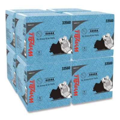 Power Clean Oil, Grease And Ink Cloths, 1/4 Fold, 12.5 x 12, Blue, 66/Box, 8 Boxes/Carton