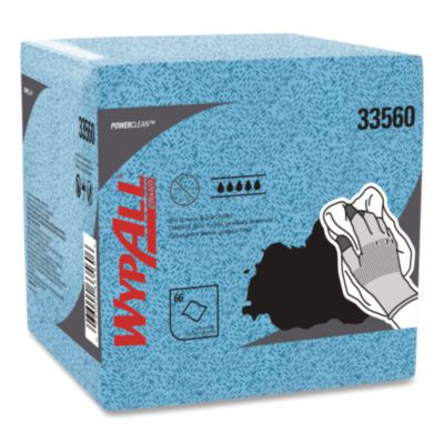 Power Clean Oil, Grease And Ink Cloths, 1/4 Fold, 12.5 x 12, Blue, 66/Box, 8 Boxes/Carton