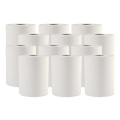 Hardwound Paper Towels, 1-Ply, 8" X 600 Ft, White, 2" Core, 12 Rolls/Carton