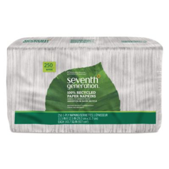 100% Recycled Napkins, 1-Ply, 11 1/2 X 12 1/2, White, 250/Pack