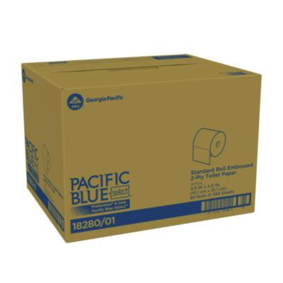 Pacific Blue Select Bathroom Tissue, Septic Safe, 2 Ply, White, 550 Sheets/Roll, 80 Rolls/Carton